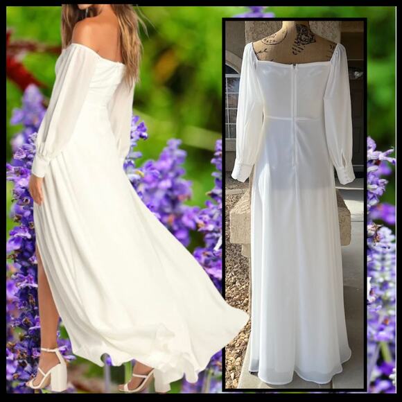 Lulus Feel the Romance White Off-the-Shoulder Maxi Dress Size S - Picture 4 of 14